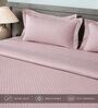 Pink 300TC 100% Cotton Flat Chekered Super King Bedsheet with 2 Pillow Covers