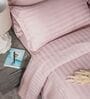 Pink 300TC 100% Cotton Stripe Flat Super King Bedsheet with 2 Pillow Covers