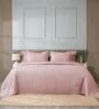 Pink 300TC 100% Cotton Stripe Flat Super King Bedsheet with 2 Pillow Covers