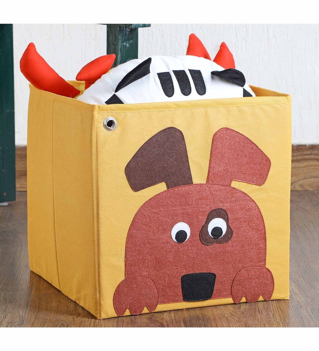 Buy Doggy Fabric Kids Storage Box in Yellow Colour at 46 OFF by My