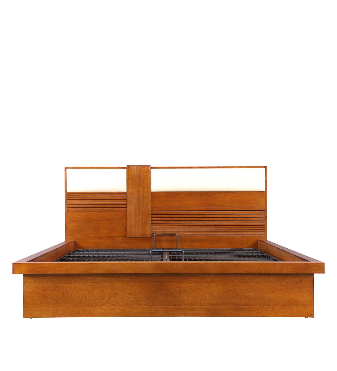 Buy Mystique Solid Wood Queen Size Bed in Walnut Finish with Hydraulic