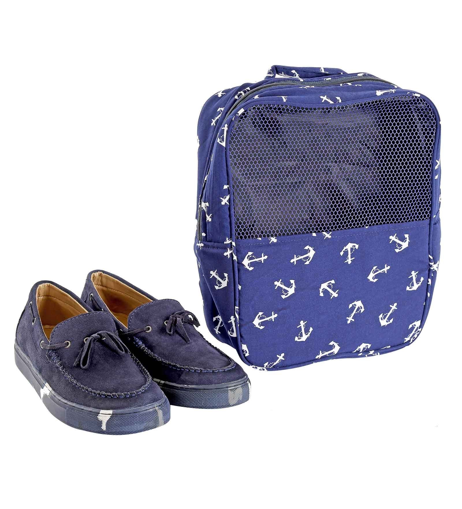My Gift Booth Anchor Print Artificial Crepe Shoe Cum Gym Bag