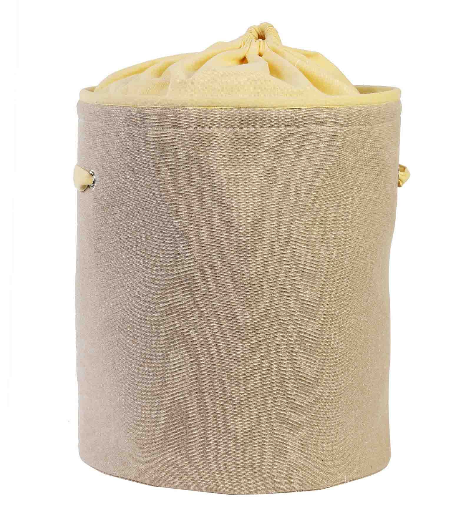 Yellow Fabric Foldable 20 L Laundry Basket