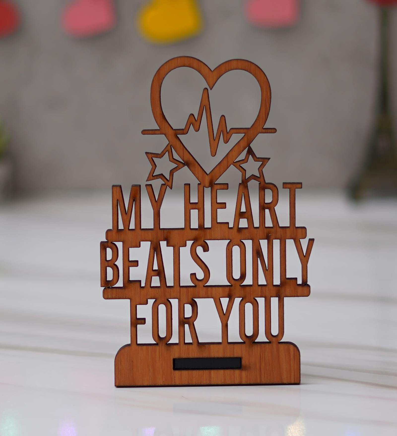 My Heart Beats Only For You Brown Engineered Wood Showpiece With Stand