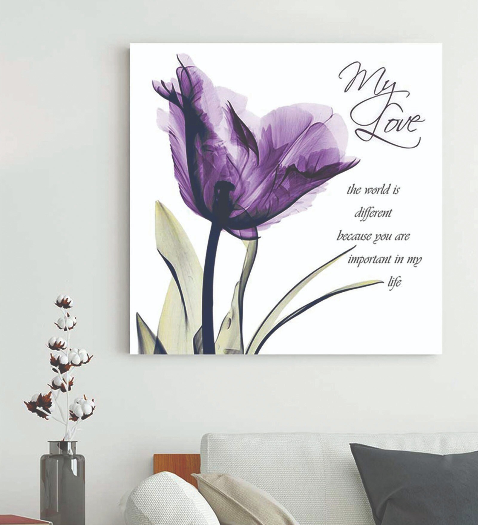 Buy My Love Purple Floral Wall Art Painting Canvas wall painting for ...