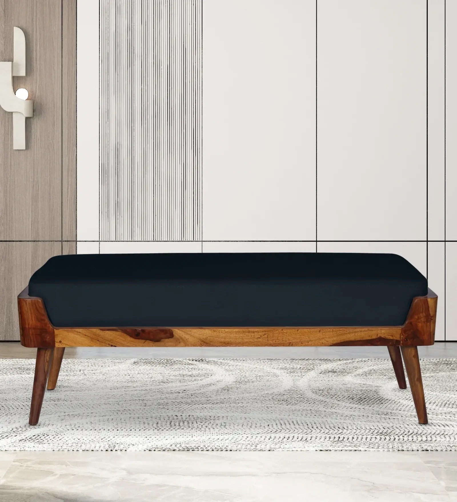 Myler Sheesham Wood Bench Grey Color