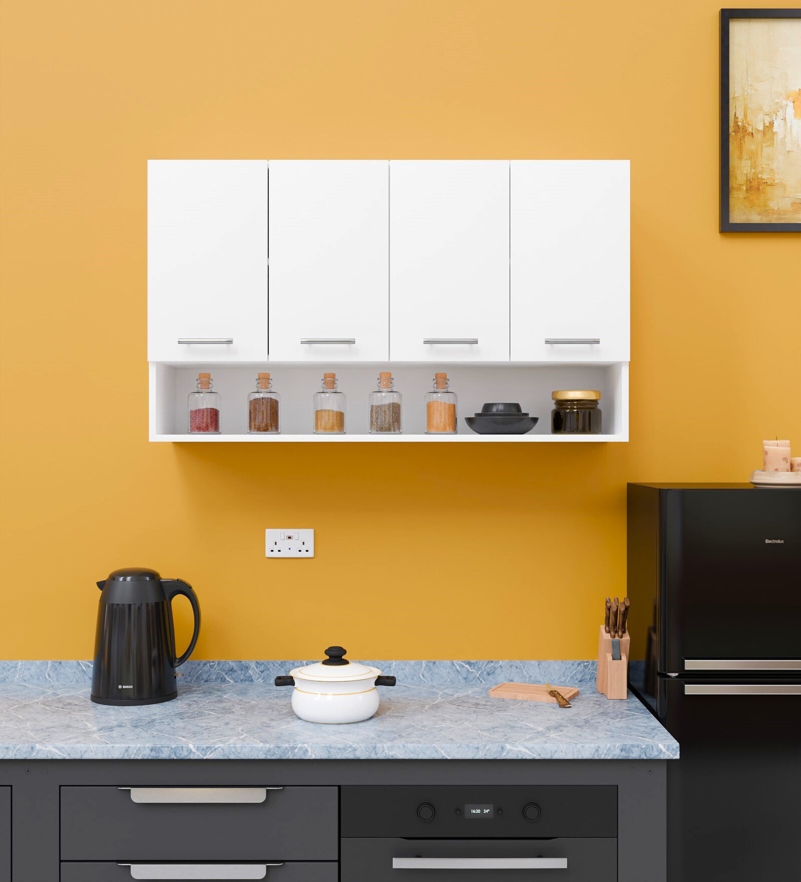 Myra Engineered wood Wall Mounted Kitchen Cabinet (White)