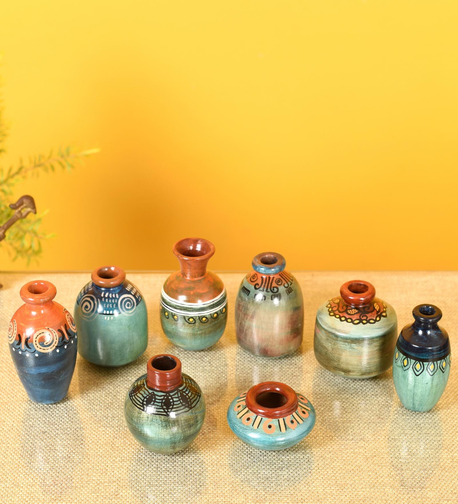 Myriad Hues (Set Of 8) Multicolour Terracotta Table Vase