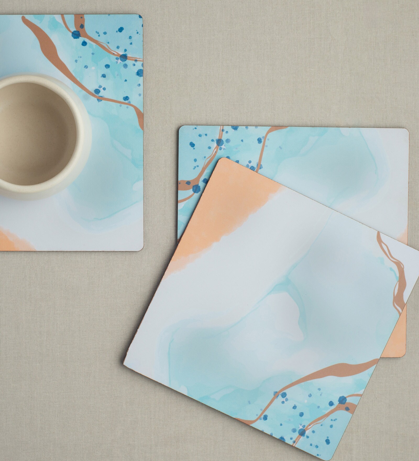 Mystic Blaze Cream Handcrafted MDF (Set of 3) Trivets