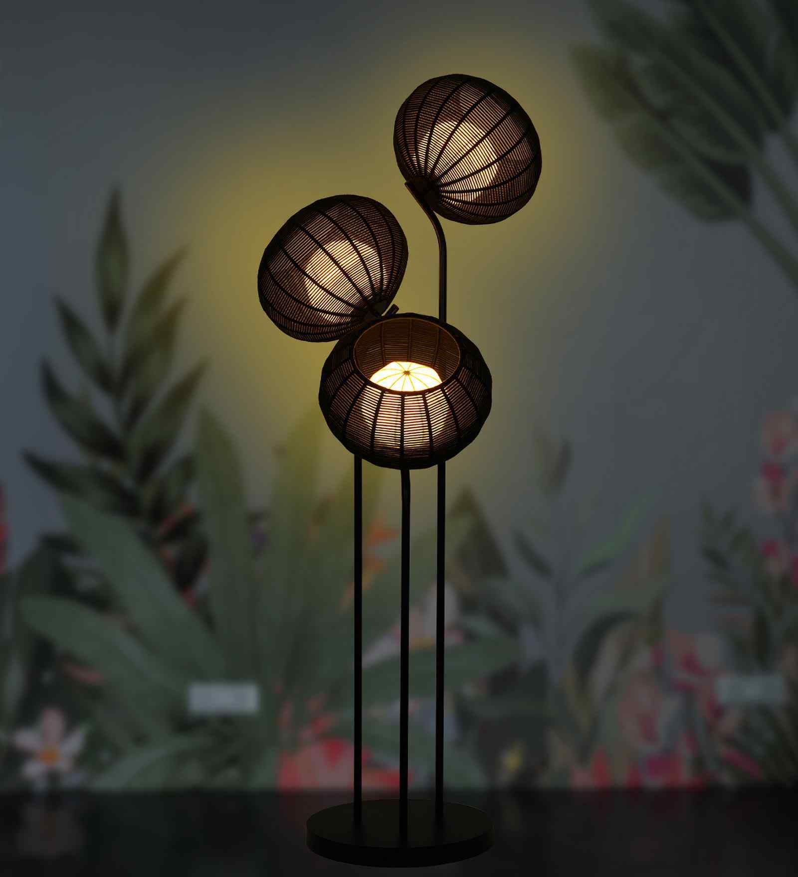 Mystic Bloom Teal Handcrafted Floor Lamp with Bulb (E27 Holder)