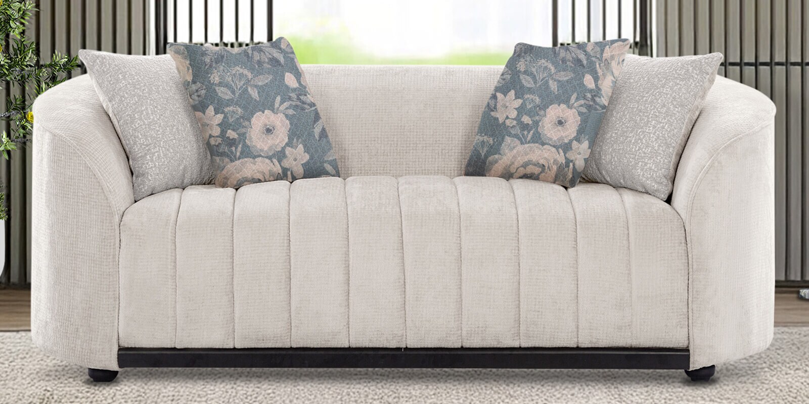 Mystic Boucle Fabric 2 Seater Sofa in Ivory Colour