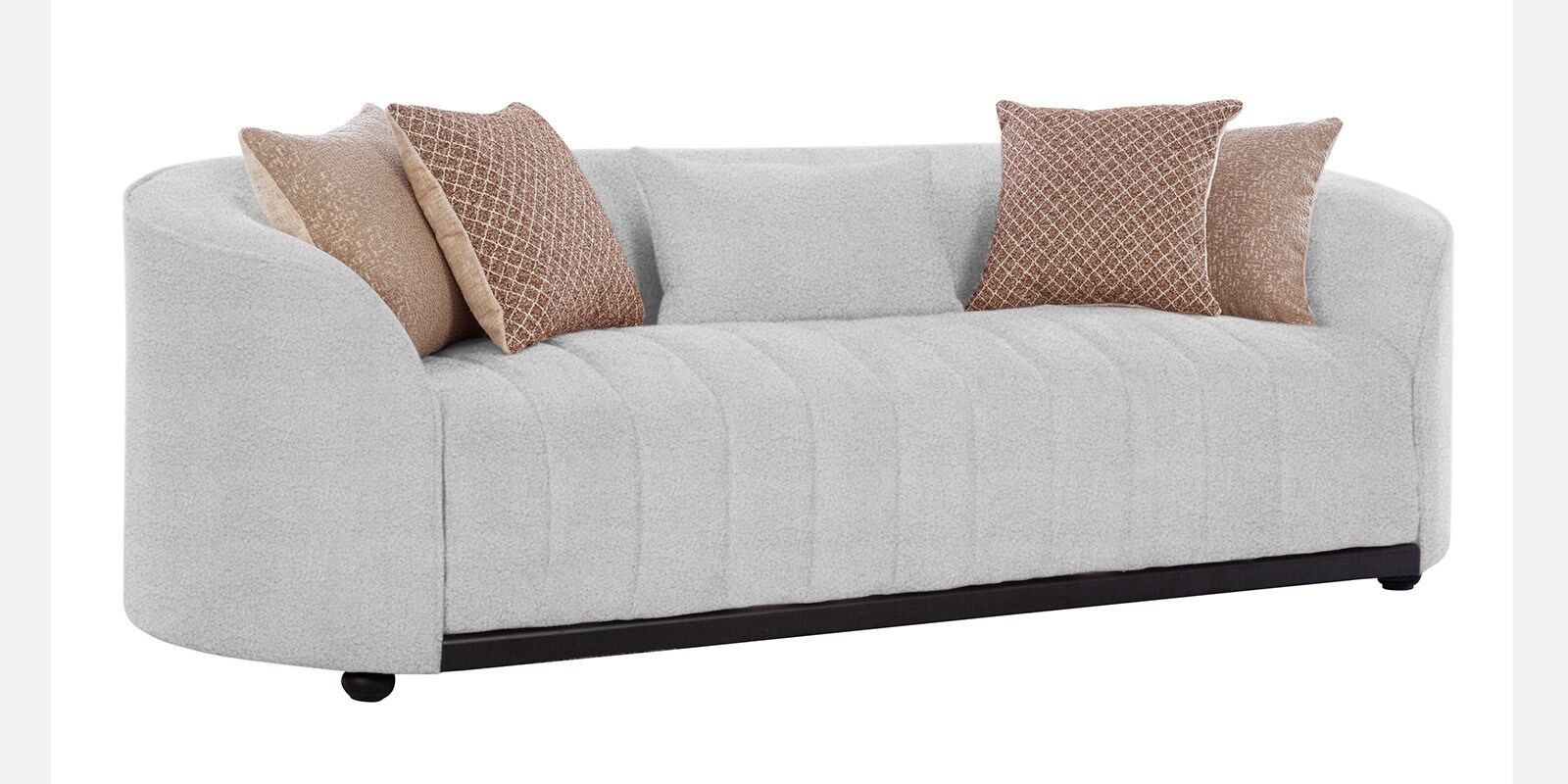 Mystic Boucle Fabric 3 Seater Sofa In White Colour