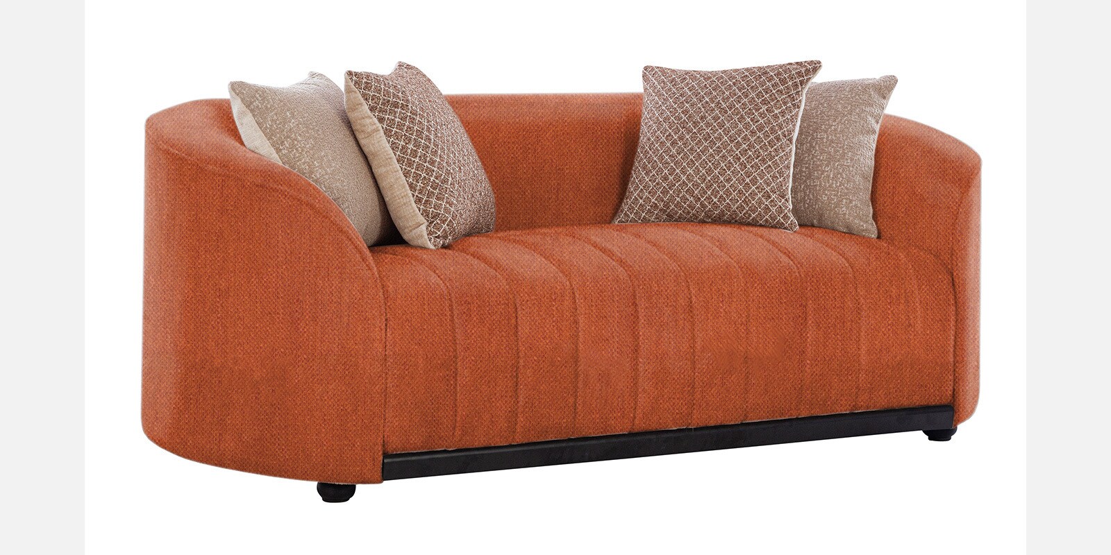 Mystic Chenille Fabric 2 Seater Sofa In Orange Color Mystic Chenille Fabric 2 Seater Sofa In Orange Color