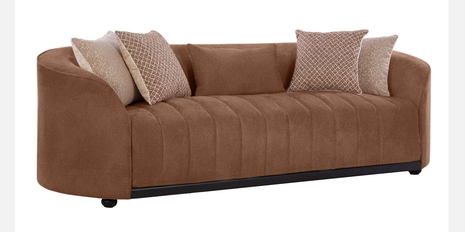 Mystic Vegan Leather 3 Seater Sofa In Bright Brown Colour