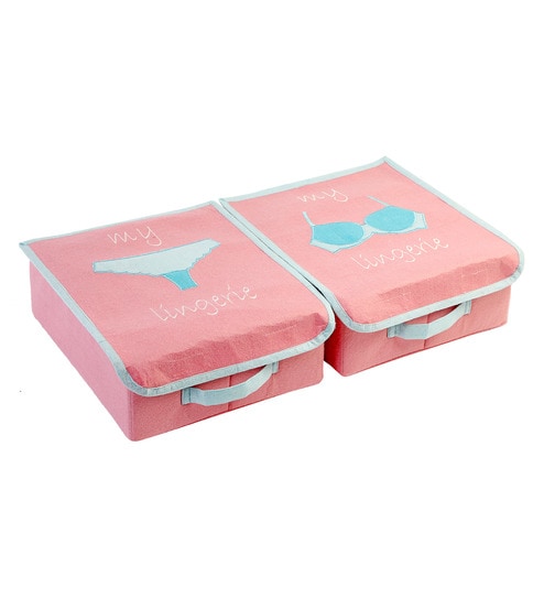 Buy Felt Paper Board Pink Blue Lingerie Organiser Set Of 2 By