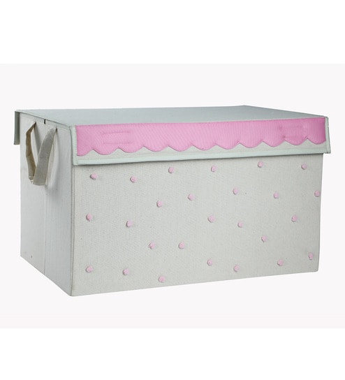 Buy Cream Canvas Mdf Wardrobe Box L 24 W 15 H 15 Inches