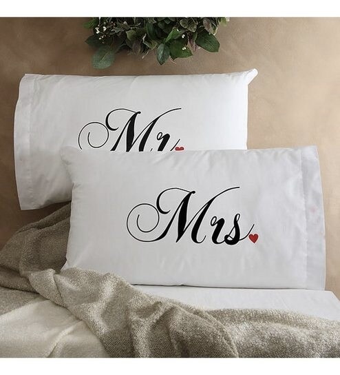 Buy My Gift Booth Mr Mrs White Cotton Pillow Cover Set Of 2