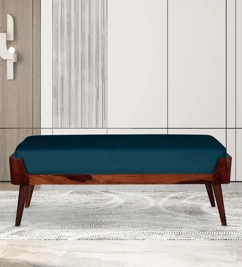 Myler Sheesham Wood Bench Blue Color