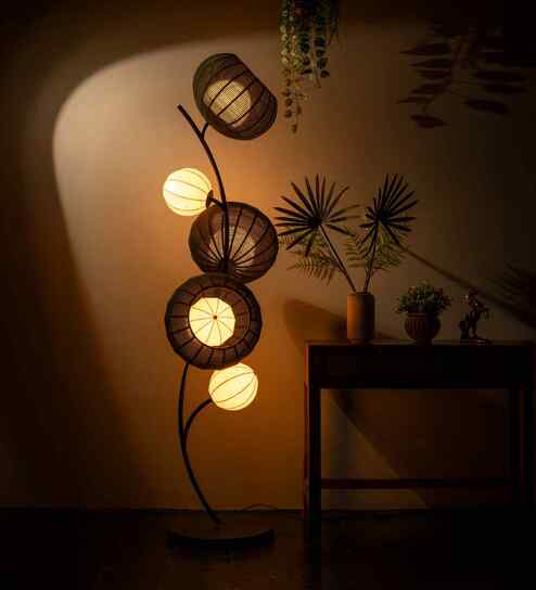 Mystic Bloom Cobalt Handcrafted Floor Lamp with Bulb (E27 Holder)