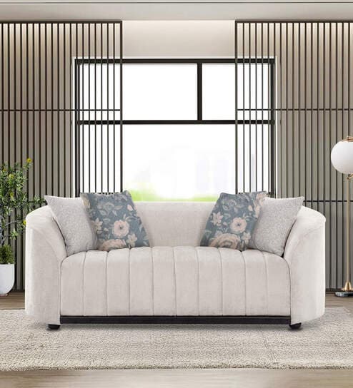 Mystic Boucle Fabric 2 Seater Sofa in Ivory Colour