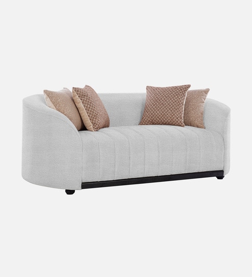 Mystic Boucle Fabric 2 Seater Sofa In White Colour
