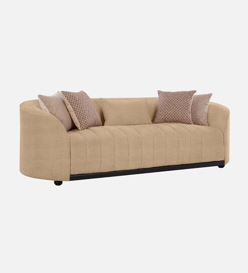 Mystic Boucle Fabric 3 Seater Sofa In Beige Colour