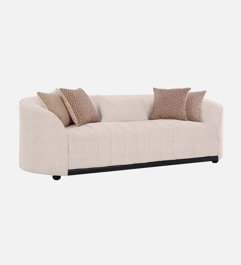Mystic Boucle Fabric 3 Seater Sofa In Grey Colour