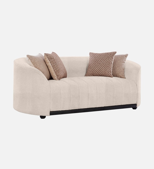 Mystic Chenille Fabric 2 Seater Sofa In Cream Colour