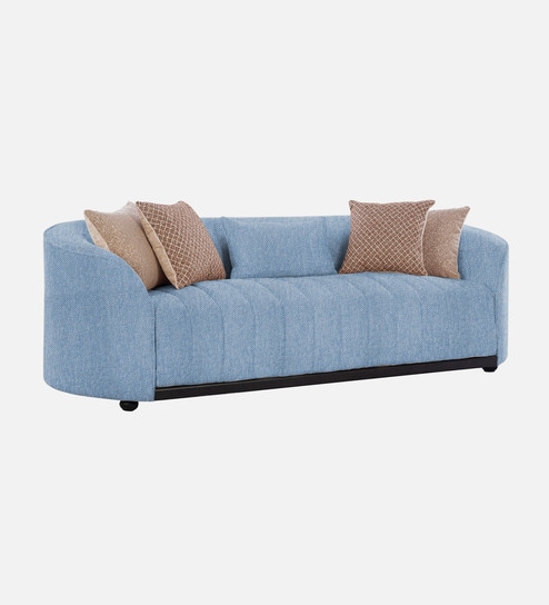 Mystic Chenille Fabric 3 Seater Sofa In Ice Blue Colour