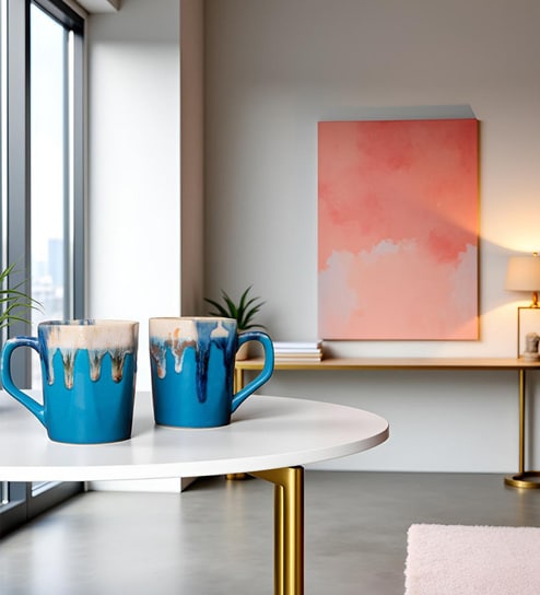 Mystic Glaze Coffee Mug Set of 2 (400 ML Each) Microwave Safe Coffee Mugs