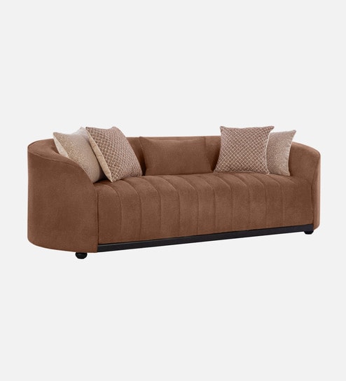 Mystic Vegan Leather 3 Seater Sofa In Bright Brown Colour