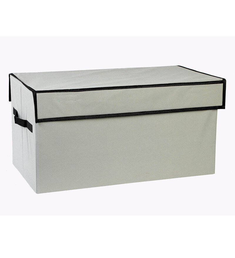 Buy Grey Non Woven Mdf Wardrobe Box L 27 W 14 H 14 Inches