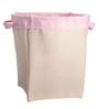 Cotton Pink & Beige Laundry Basket, 5 Ltr