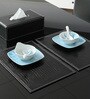 Elegant Black Faux Leather 19X13 Inches Placemats (Set Of 6)