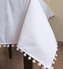 My Gift Booth Pom-Pom Lace White Cotton Table Cover