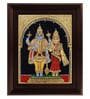 Multicolour Vishnu Lakshmi Plywood and Gold Foil 2.4 x 12 x 15 Inch Framed Tanjore Painting