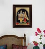 Multicolour Vishnu Lakshmi Plywood and Gold Foil 2.4 x 12 x 15 Inch Framed Tanjore Painting