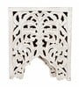 Myken Wooden End Table With Floral Design In Antique White Finish