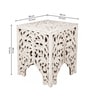 Myken Wooden End Table With Floral Design In Antique White Finish