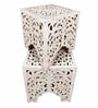 Myken Wooden End Table With Floral Design In Antique White Finish