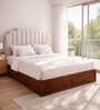 Myra Arcus Queen Size Upholsetered Bed In Mist Grey Colour With Box Storage
