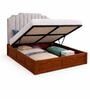 Myra Arcus Queen Size Upholsetered Bed In Mist Grey Colour With Hydraulic Storage