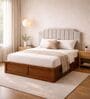 Myra Arcus Queen Size Upholsetered Bed In Mist Grey Colour With Box Storage