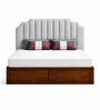 Myra Arcus Queen Size Upholsetered Bed In Mist Grey Colour With Hydraulic Storage