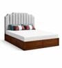 Myra Arcus Queen Size Upholsetered Bed In Mist Grey Colour With Box Storage