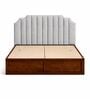 Myra Arcus Queen Size Upholsetered Bed In Mist Grey Colour With Box Storage