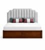 Myra Arcus Queen Size Upholsetered Bed In Mist Grey Colour With Box Storage