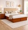 Myra Linear Queen Size Upholsetered Bed In Beige Colour With Hydraulic Storage