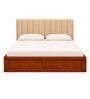 Myra Linear Queen Size Upholsetered Bed In Beige Colour With Hydraulic Storage