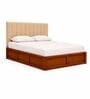 Myra Linear Queen Size Upholsetered Bed In Beige Colour With Hydraulic Storage
